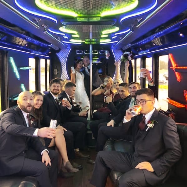 Party Bus 5 Inside with wedding Party