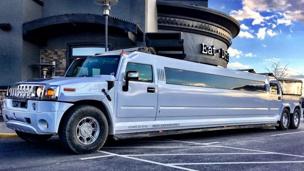 Stretch Hummer with outdoor party deck